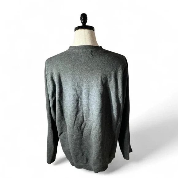 Eddie Bauer Mens Gray Knit Henley Thermal Long Sleeve Crewneck Cotton Sweater XL - Picture 2 of 6